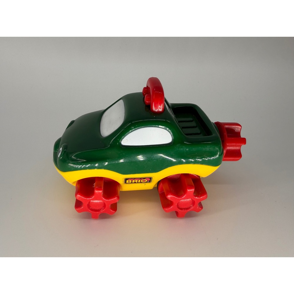 Vintage BRIO Amphibious Toy Car Green Plastic Rolling Propeller Toddler Vehicle